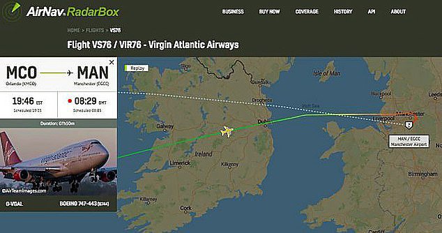 NLP je videl tudi pilot letala Virgin Airlines na poti v Manchester. FOTO: Google