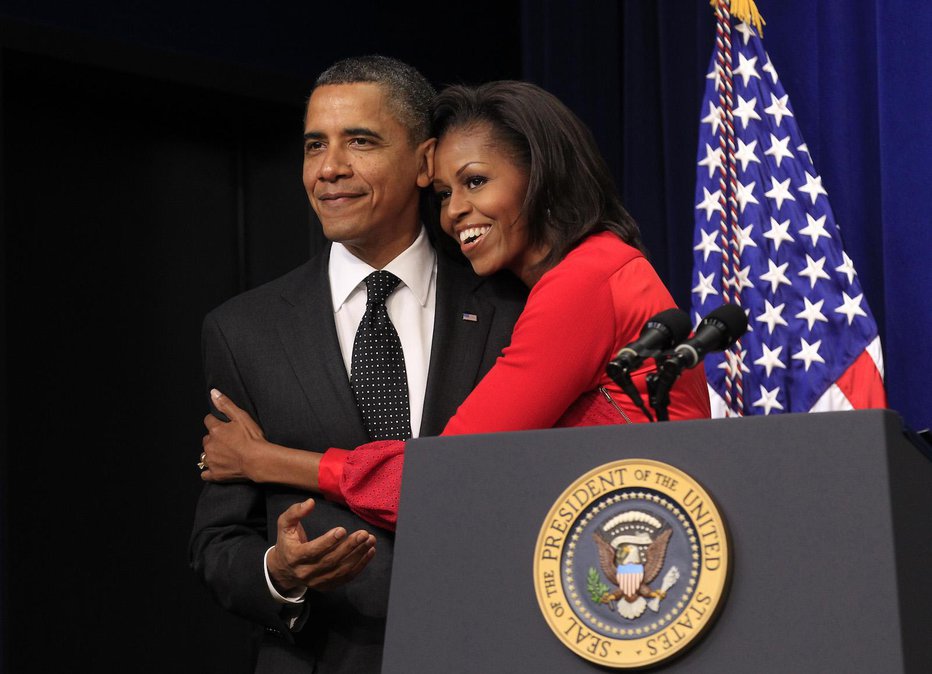 Fotografija: Barack in Michelle Obama. FOTO: Kevin Lamarque, Reuters