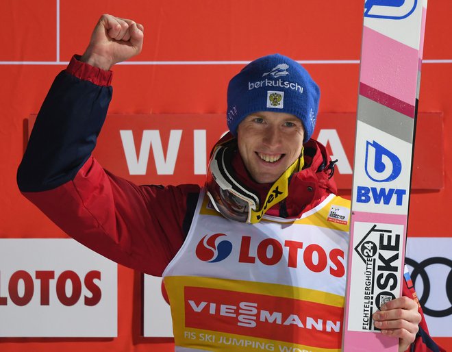 Za zgodovino: Jevgenij Klimov je prvi ruski skakalec z zmago v svetovnem pokalu. FOTO: AFP