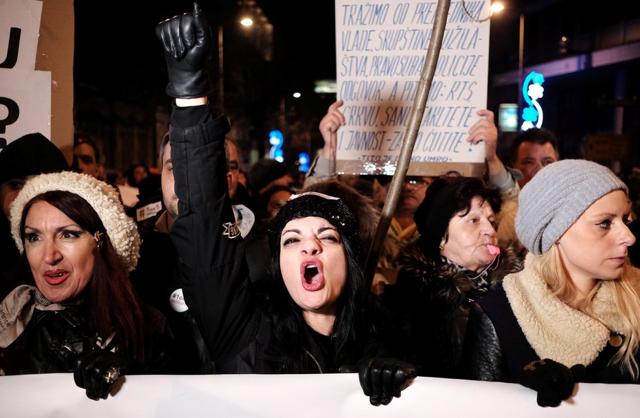 Fotografija: Protivladni protest v Srbiji. FOTO: Reuters