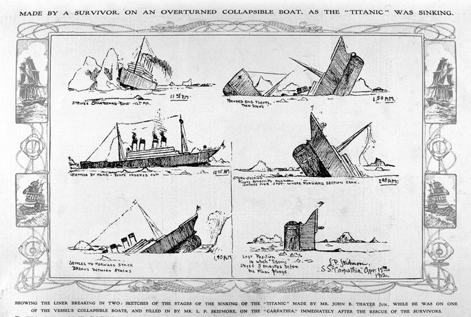 Eden od preživelih je skiciral potop Titanika.