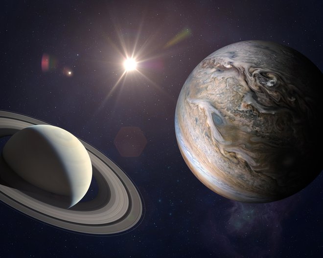 Jupiter in Saturn se srečata vsakih 20 let, tokrat prvič v nadaljnjih 240 letih v vodnarju. FOTO: Buradaki/Getty Images