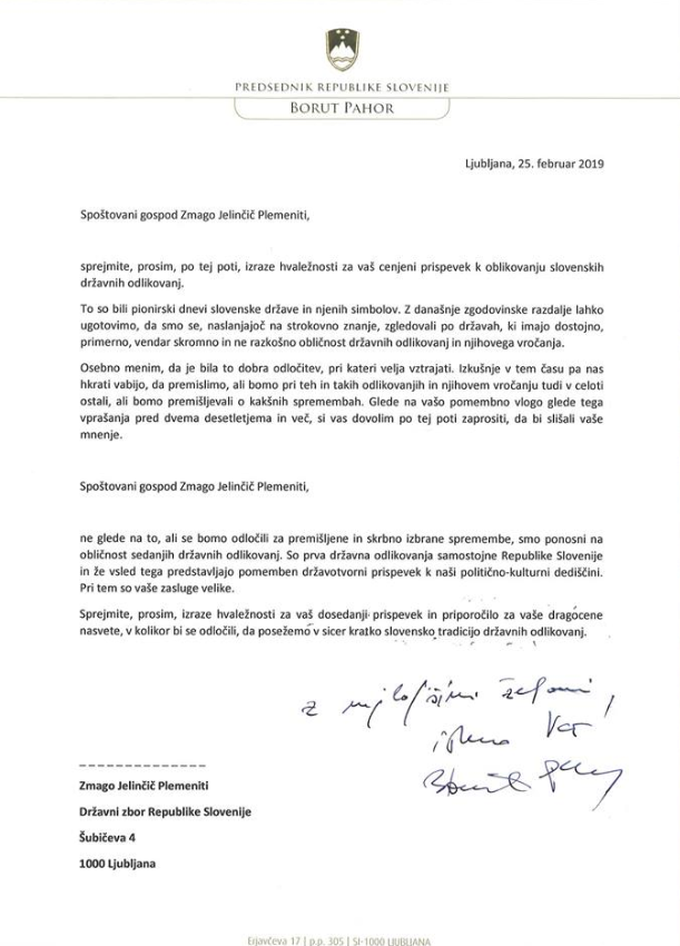 Pismo Boruta Pahorja Zmagu Jelinčiču. FOTO: Zaslonski posnetek