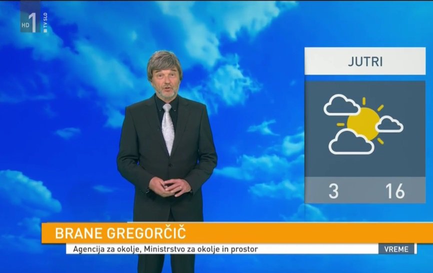 Fotografija: Brane Gregorčič je napovedoval vreme v drugačni podobi, kot smo ga vajeni. FOTO: posnetek zaslona