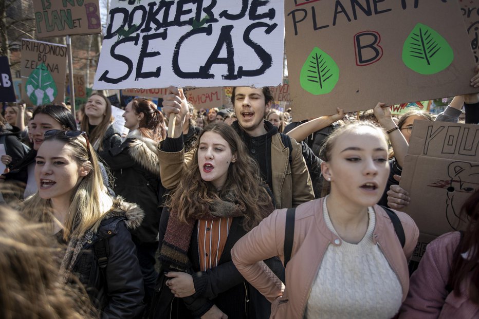 Fotografija: Podnebni protest v Ljubljani. FOTO: Voranc Vogel, Delo
