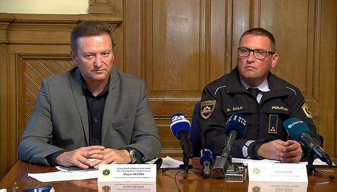 Vodja oddelka za organizirano kriminaliteto na Policijski upravi Ljubljana Stojan Belšak (levo) in komandir PP Ljubljana Šiška Dejan Čulk
