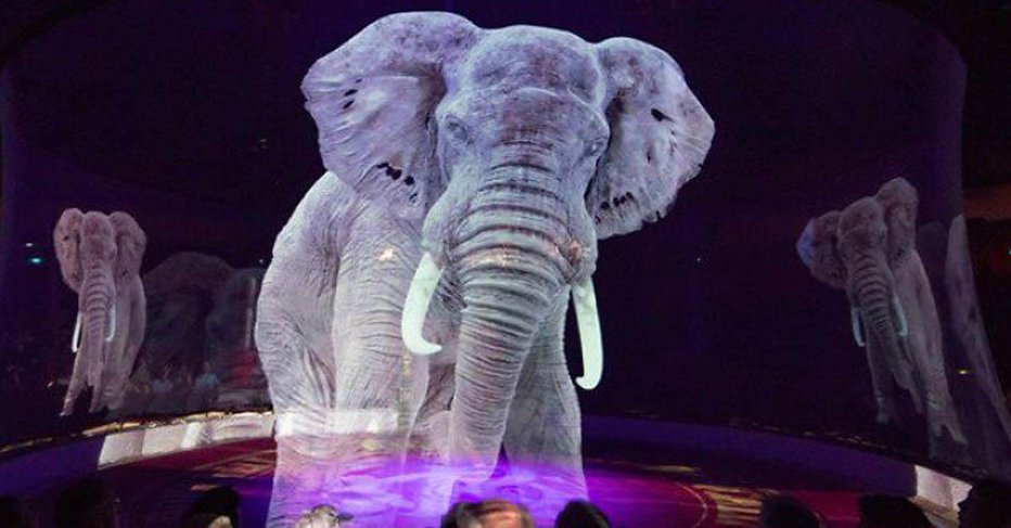 Fotografija: Hologram slona je obiskovalcem vzel sapo. FOTO: Fb