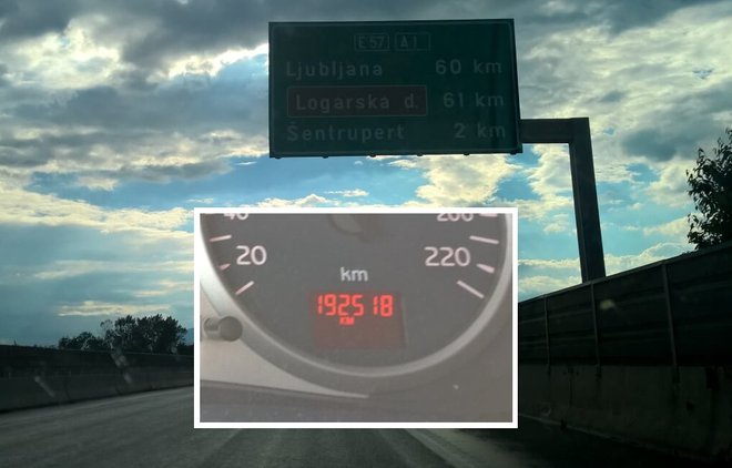 Naslednja tabla: Jelko je prevozil po števcu vozila že 15 kilometrov, tabla pa pravi, da je do Ljubljane še 60 kilometrov, torej, da jih je prevozil komaj osem. Kje se je izgubilo sedem kilometrov? FOTO: bralec Jelko