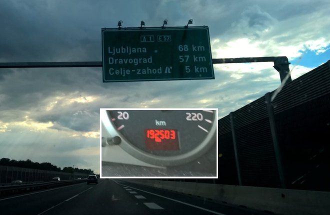 Ko na avtocesto zapelješ iz središča Celja, je do Ljubljane 68 kilometrov. Stanje na števcu: 192.503 kilometre. FOTO: bralec Jelko