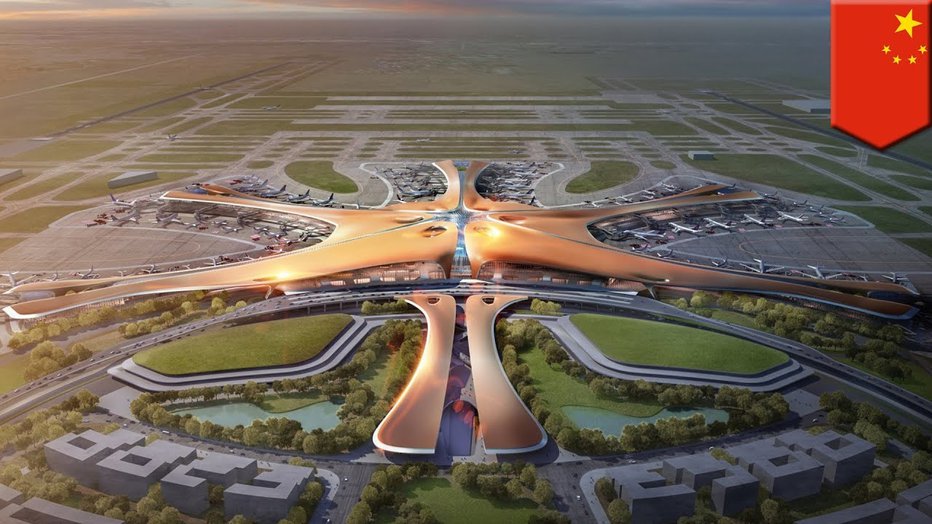 Fotografija: Potniški terminal Peking Daxing bo v kratkem postal največji potniški terminal na svetu. FOTO: Youtube
