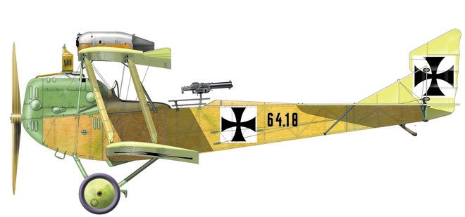 Letalo brandenburg C.I serija 18, s katerim je Plehan opravil 18 poletov. Ilustracija: Tomaž Perme