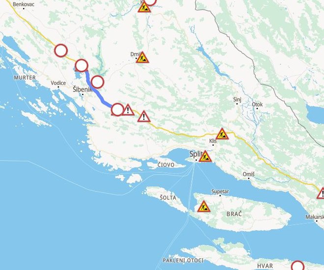 Zaprti del avtoceste v Dalmaciji. FOTO: Hak