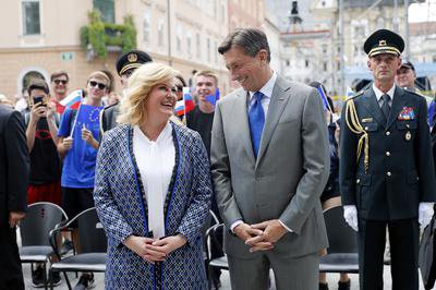 Fotografija: Kolinda Grabar Kitarović v družbi slovenskega predsednika Boruta Pahorja. FOTO: Uroš Hočevar