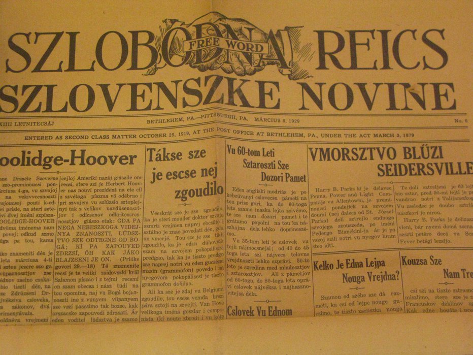 Fotografija: Izvod Szlovenszkih novin iz 8. marca 1929