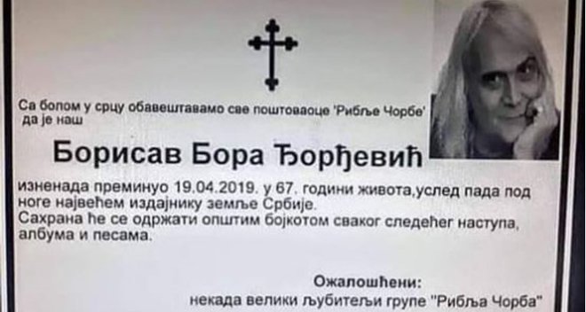 V Srbiji so objavili osmrtnico. FOTO: twitter