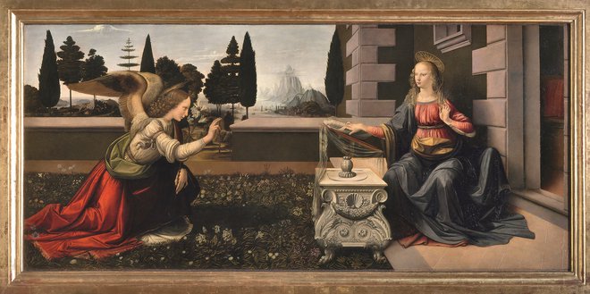 Oznanjenje.<br />
Slikovno gradivo je iz knjige Leonardo – Genij – 500 let.