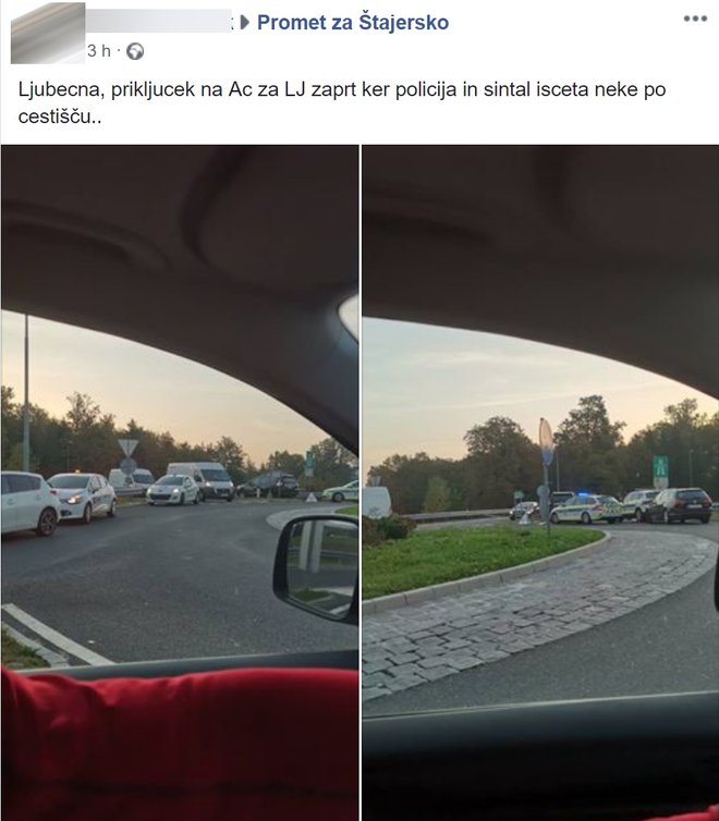 Izvoz na avtocesto v Ljubečni je bil po ropu zaprt. FOTO: Fb/Promet Za Štajersko