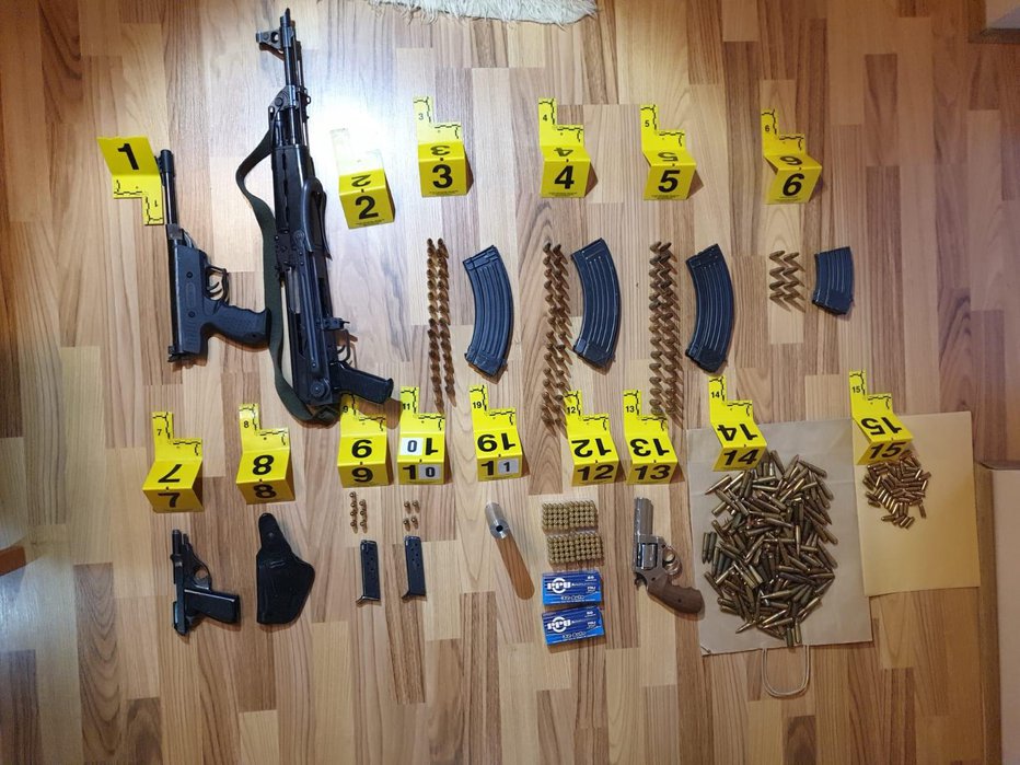 Fotografija: Policisti so opravili hišno preiskavo in našli več kosov orožja. FOTO: PU Ljubljana