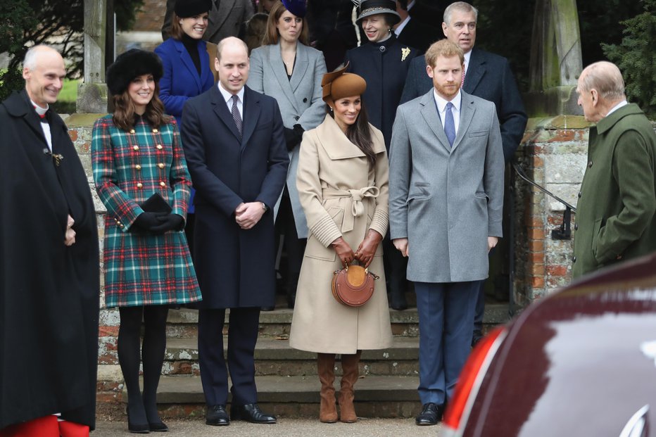 Fotografija: Meghan je že kot prinčeva zaročenka božič preživela s kraljevo družino. FOTO: Guliver/getty Images