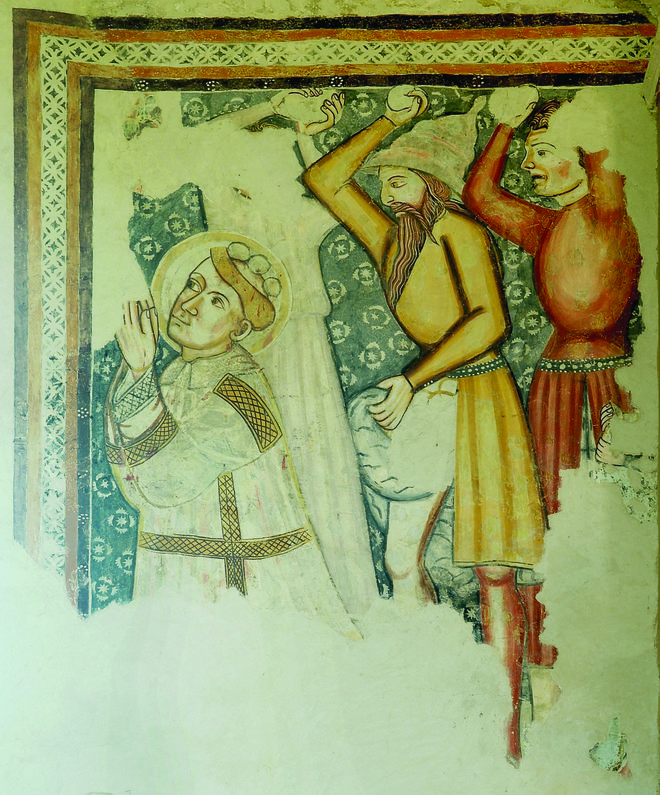 Kamenjanje sv. Štefana, poslikava iz 14. stoletja. FOTO: Jaroslav Jankovič