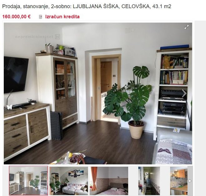 Stanovanje v ljubljanski Šiški. FOTO: posnetek zaslona