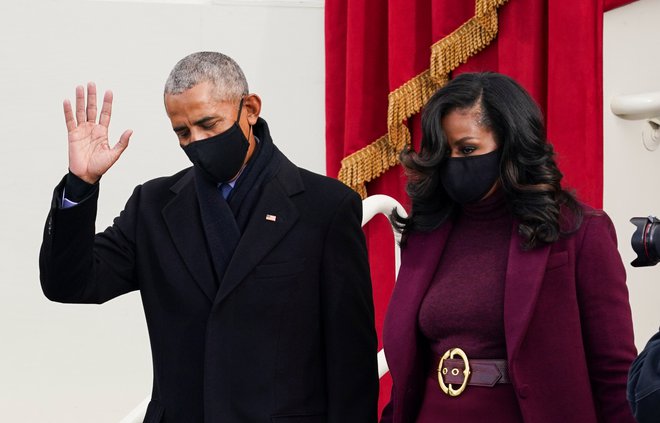 Barack Obama in Michelle Obama. FOTO: Kevin Lamarque, Reuters