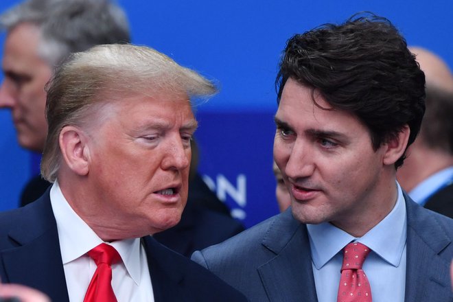 Državniški pomenek med Trumpom in Trudeaujem je prešel na osebno raven. FOTO: AFP
