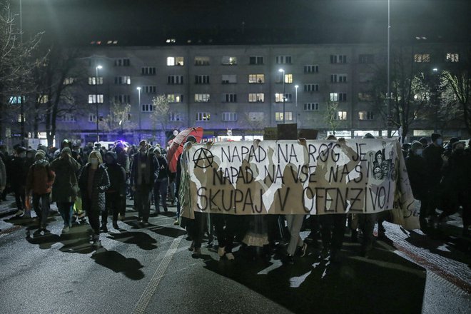 Protestni shod pod naslovom Ohranimo tovarno Rog po ljubljanskih ulicah. FOTO: Blaž Samec