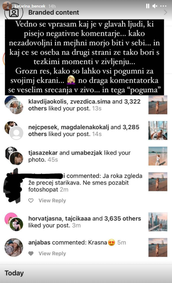 Svojo izkušnjo je delila na instagramu. FOTO: Katarina Benček, Instagram