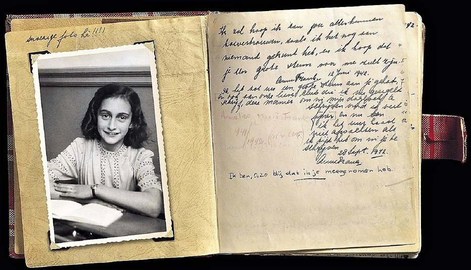 Fotografija: Prva stran Aninega dnevnika z datumom 28. september 1942 Foto: Wikipedija