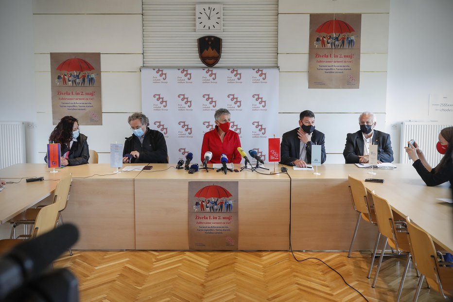 Fotografija: Predstavniki Zveze svobodnih sindikatov Slovenije FOTO: Uroš Hočevar/Delo