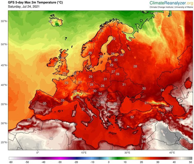 V južnem delu Evrope bo naslednji teden zelo vroče. FOTO: Arso