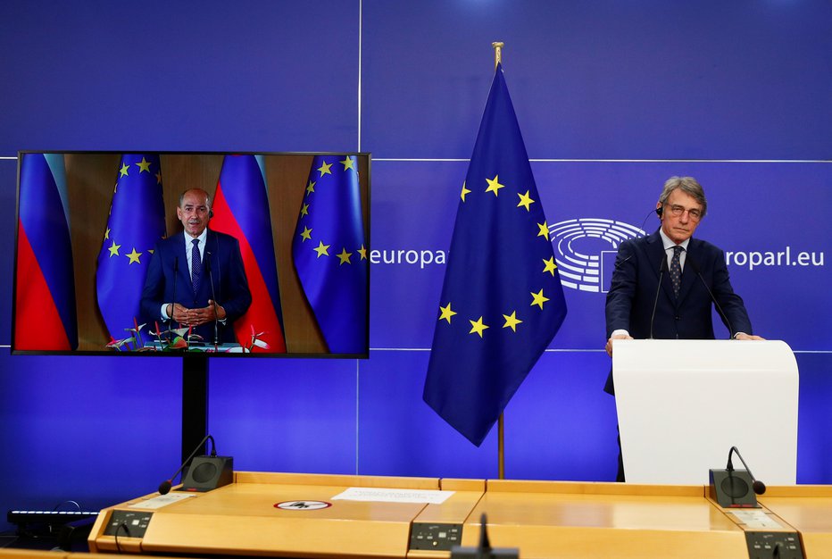 Fotografija: Na obisku je predsednik Evropskega parlamenta David Sassoli. FOTO: Johanna Geron, Reuters