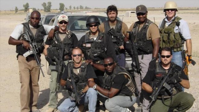 Plačanci ameriške družbe Blackwater v Iraku.<br />
FOTO: NATIONOFCHANGE.COM
