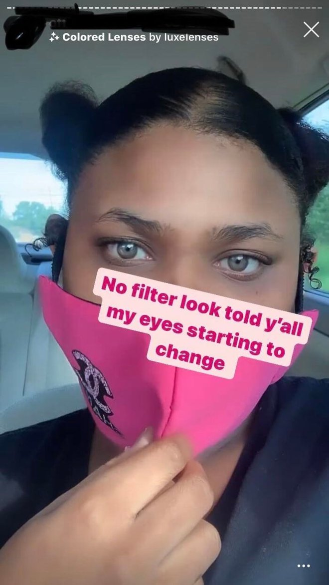 »Sem vam rekla, nobenega filtra. Barva mojih oči se je res začela spreminjati.« A Instagram je razkril, da kot filter uporablja barvne leče. FOTO: Reddit