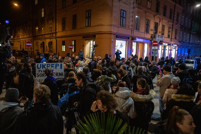 Sredin protest v Ljubljani 17. novembra, na katerem se je zbralo okoli 500 ljudi. FOTO: Črt Piksi
