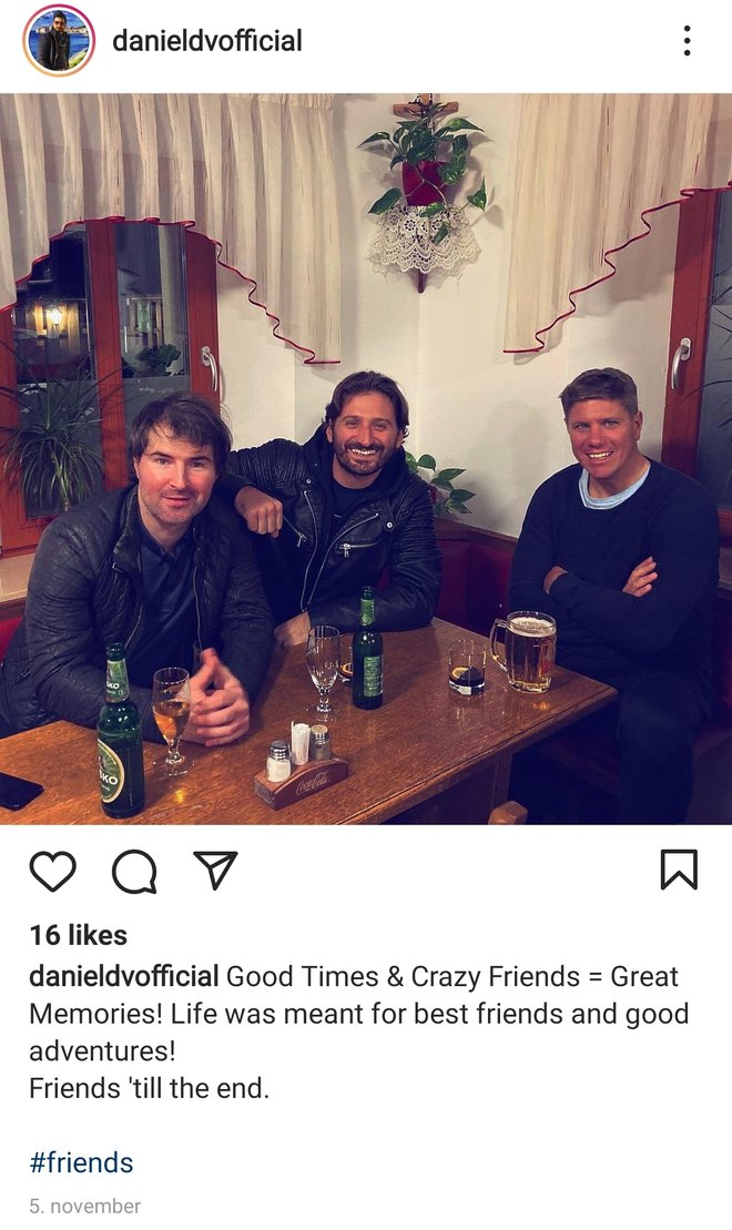 Še v začetku novembra se je na instagramu
pohvalil, da je s prijatelji pil pivo. Laško,
ne arabsko. FOTO: Posnetek zaslona
