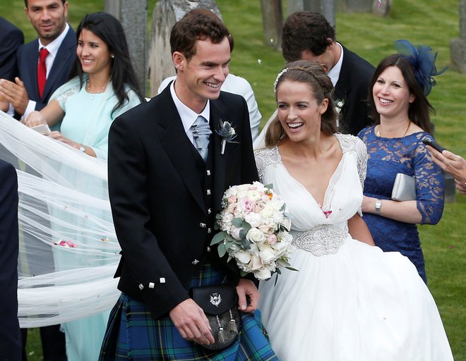 Andy Murray se je leta 2015 poročil s Kim Sears. FOTO: Russell Cheyne/Reuters