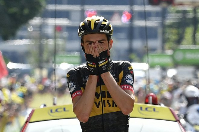 Sepp Kuss se je veselil svoje prve etapne zmage na Touru. FOTO: Philippe Lopez/AFP