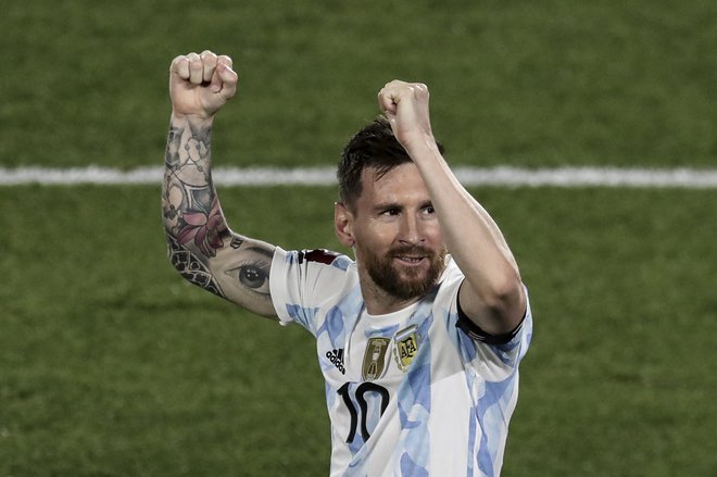 Lionel Messi se je veselil 80. gola za Argentino. FOTO: Alejandro Pagni/AFP