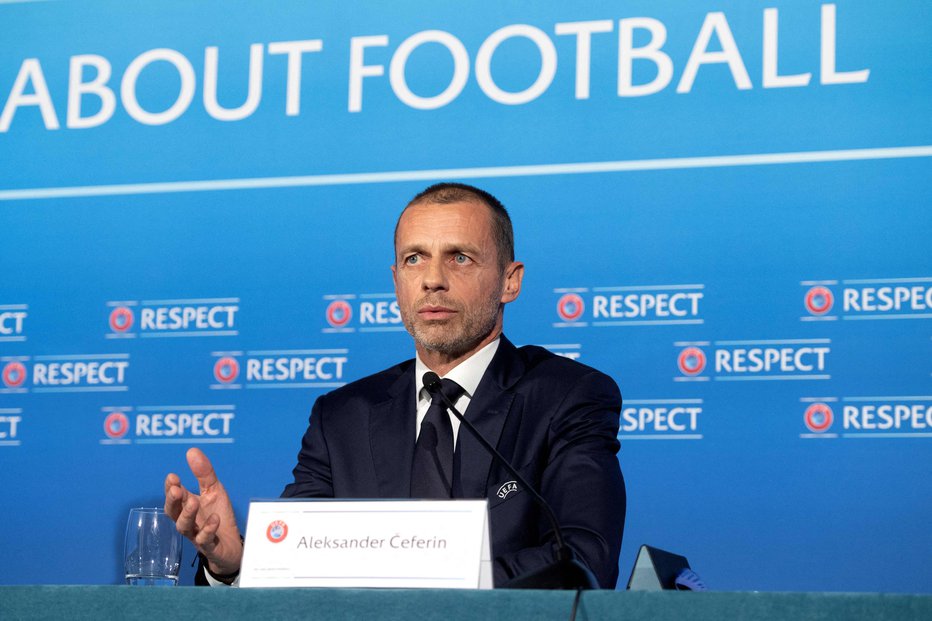 Fotografija: Aleksander Čeferin je pojasnil, zakaj se je Uefa odločila za ustanovitev tretjega klubskega tekmovanja. FOTO: Richard Juilliart/AFP