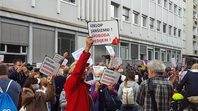 Protest v podporo RTV. FOTO: Borut Tavčar/Delo
