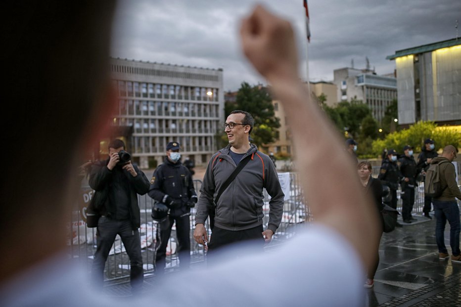 Fotografija: Ivan Gale se je redno udeleževal petkovih protestov. FOTO: Blaz Samec
