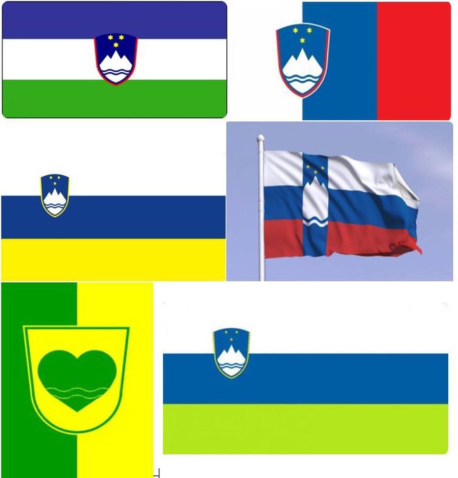 Nekaj predlogov državljanov za spremembo slovenske zastave. FOTO: Zaslonski posnetek,
