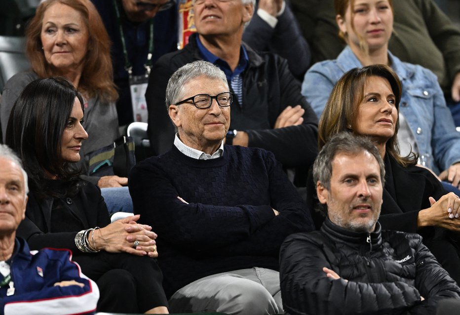Fotografija: Bill Gates med teniškimi gledalci. FOTO: Jayne Kaminoncea, Usa Today Sports
