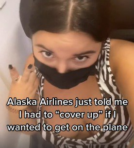Fotografija: Mladenka je imela po mnenju letalske družbe preveč odprti izrez. FOTO: Tiktok, zaslonski posnetek
