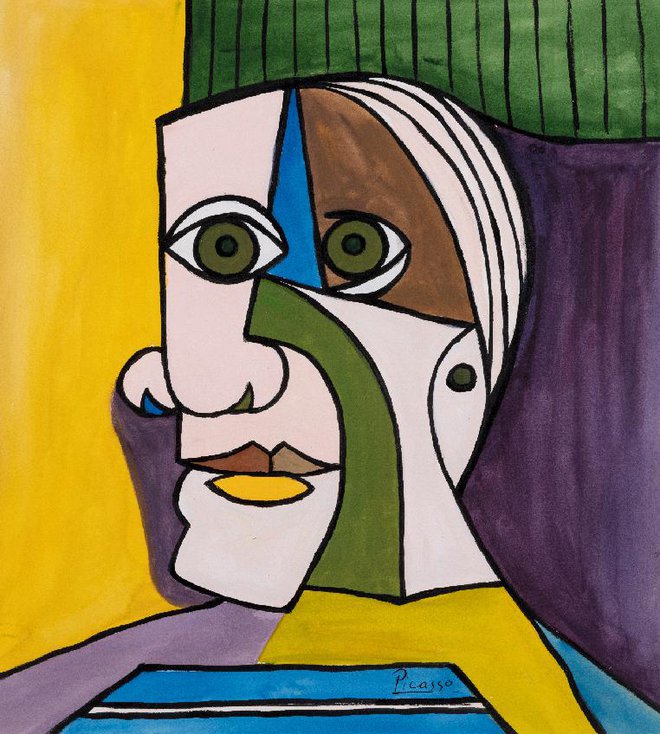 Pablo Picasso, Obraz, mešana tehnika, izrez FOTO: NARODNI MUZEJ SLOVENIJE
