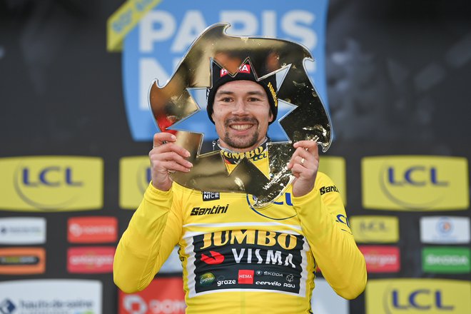 Primož Roglič je osvojil rumeno majico na dirki Pariz–Nica. FOTO: Alex Broadway/ASO
