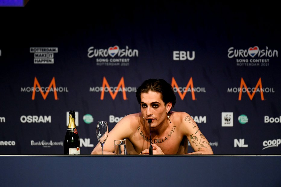 Fotografija: »Ne jemljem mamil,« je že na tiskovni konferenci zatrdil Damiano David. FOTO: Piroschka Van De Wouw/Reuters