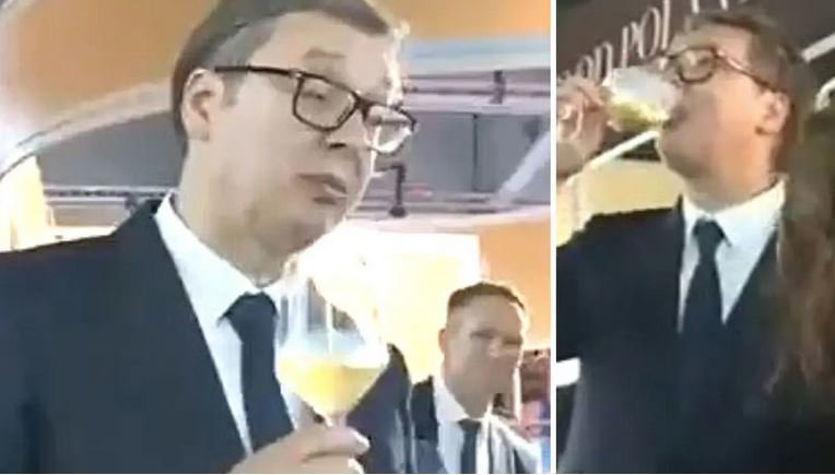 Fotografija: Vučić ni skrival, da ima rad vino. FOTO: Zaslonski posnetek
